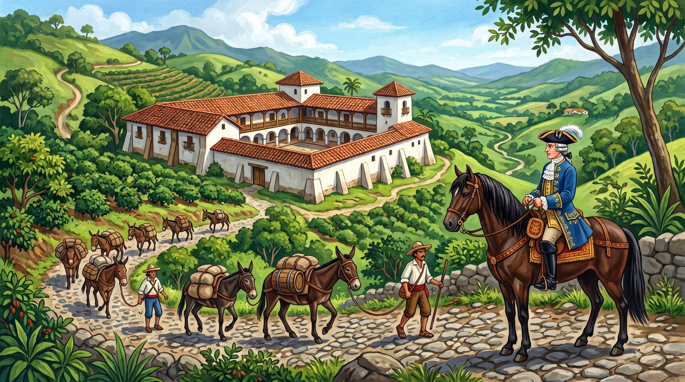 La hacienda de Santa Eulalia, paso obligado del antiguo camino de mulas, precursor de los caminos de carretas y del ferrocarril.